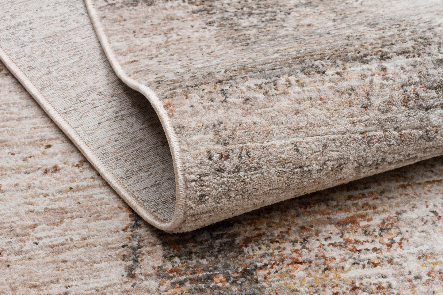 Modern Abstract Area Rug – Distressed Beige, Grey, Terracotta Industrial Carpet