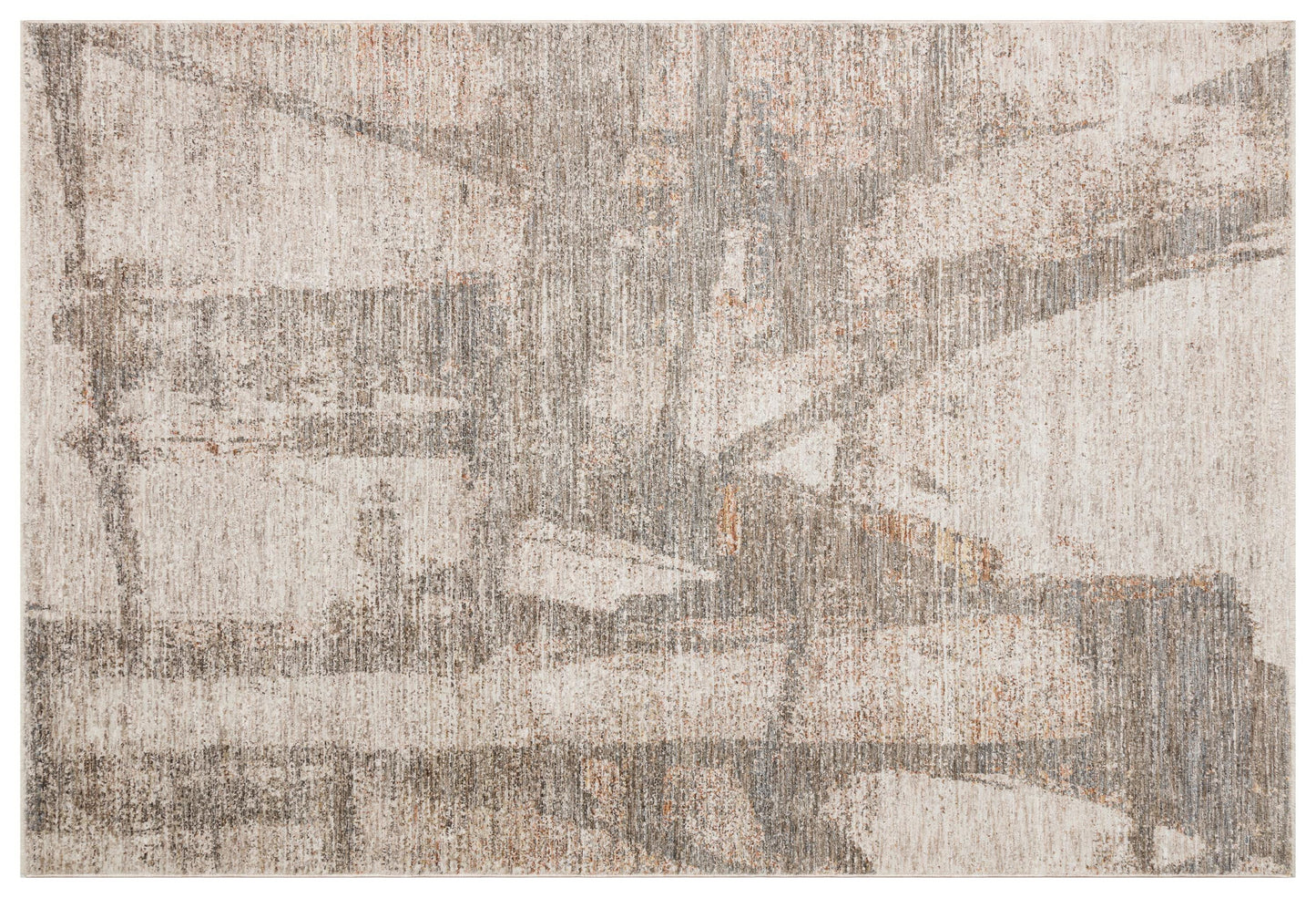 Modern Abstract Area Rug – Distressed Beige, Grey, Terracotta Industrial Carpet