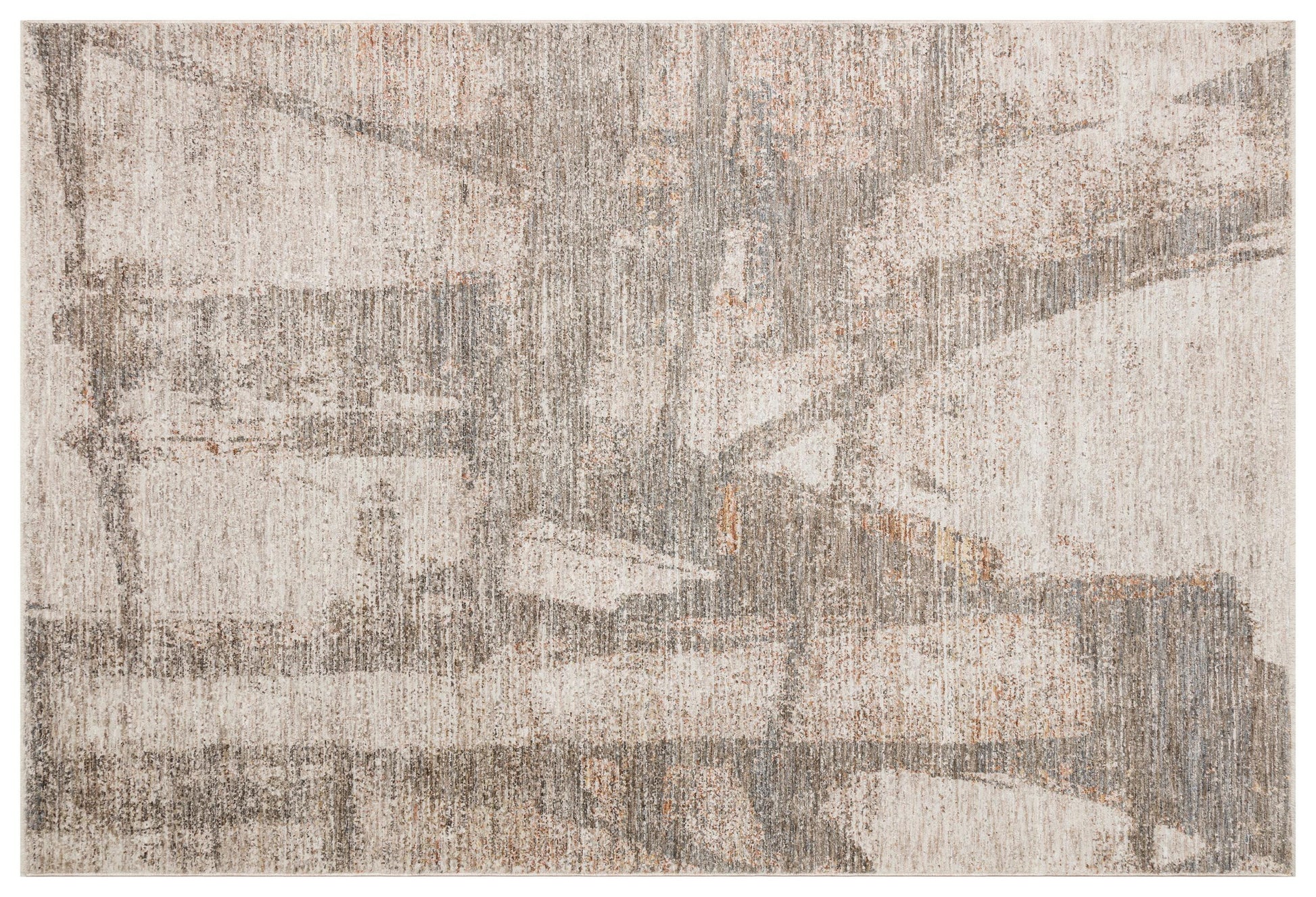 Modern Abstract Area Rug – Distressed Beige, Grey, Terracotta Industrial Carpet