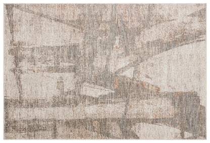 Modern Abstract Area Rug – Distressed Beige, Grey, Terracotta Industrial Carpet