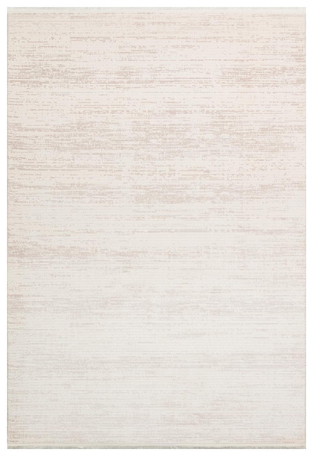 Modern Abstract Runner Rug, Cream Beige Hallway, Low Pile Fringe