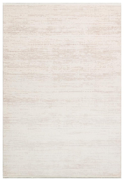 Modern Abstract Runner Rug, Cream Beige Hallway, Low Pile Fringe