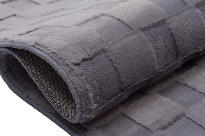 Gray Soft Fur Rug: Soft Washable Plush Carpet