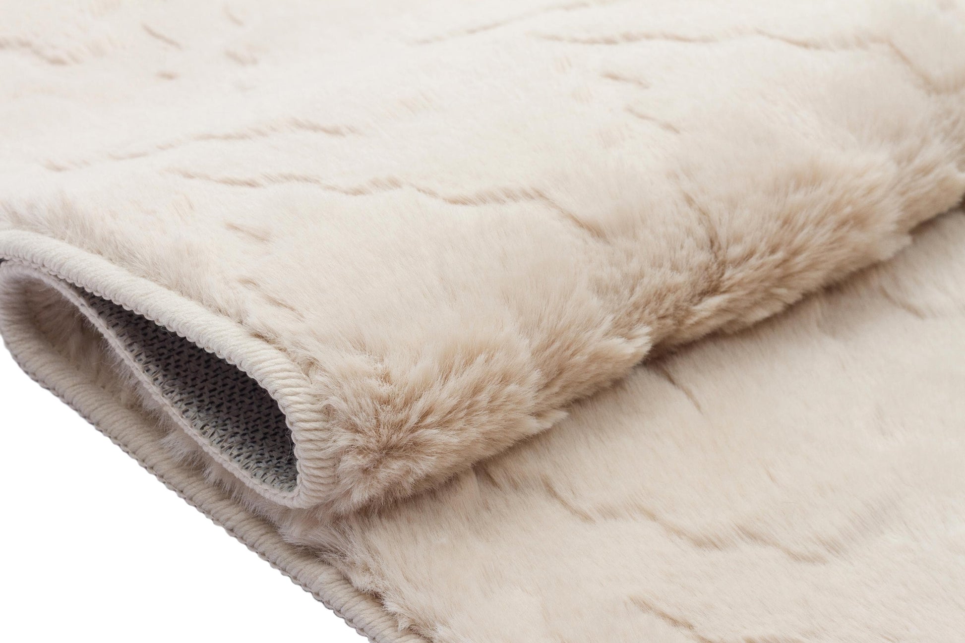 Beige Soft Fur Rug: Soft Washable Plush Carpet