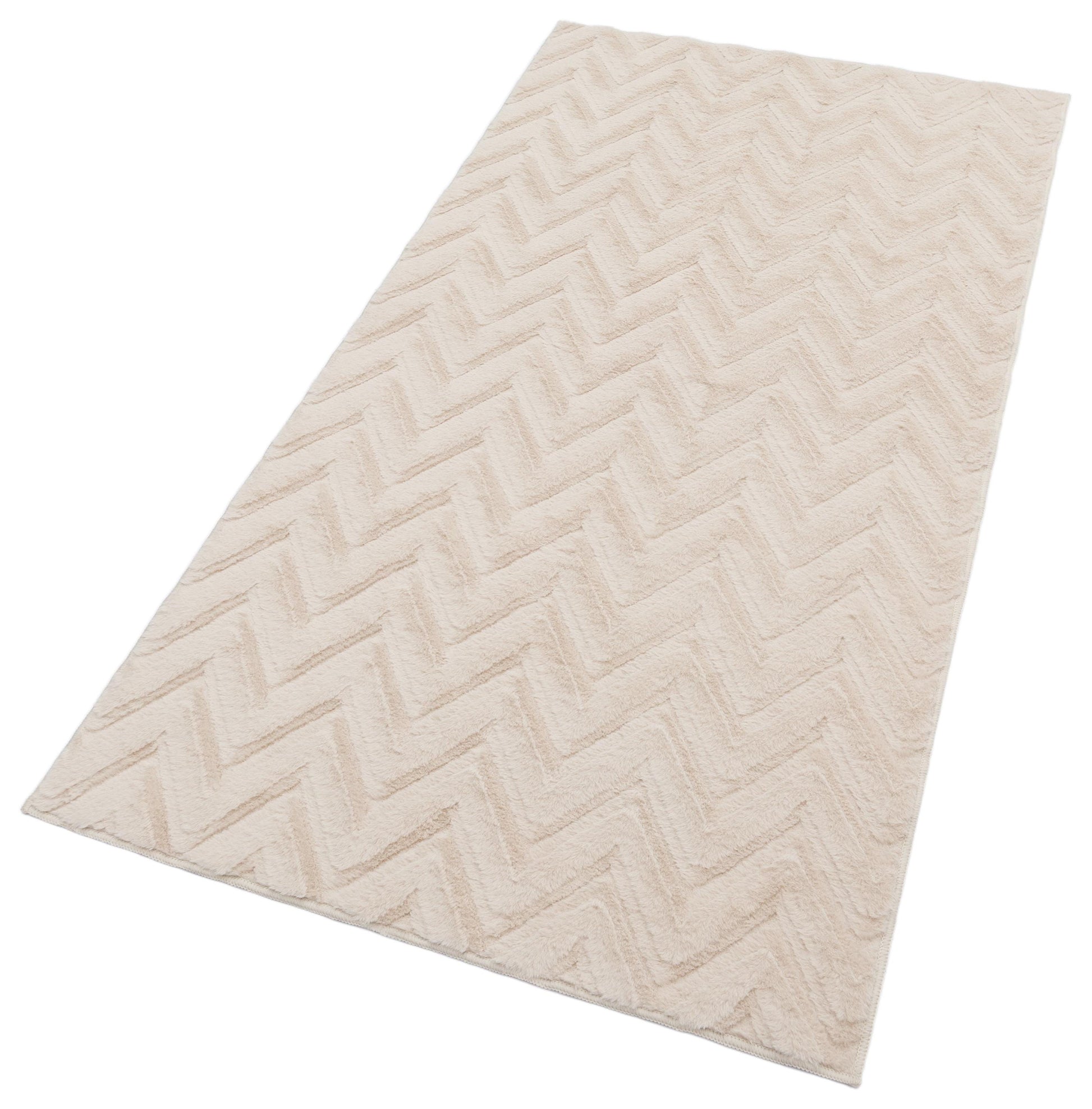 Beige Soft Fur Rug: Soft Washable Plush Carpet