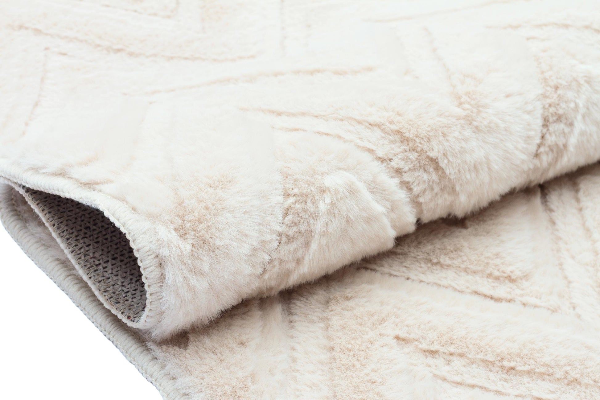 Cream Soft Fur Rug: Soft Washable Plush Carpet