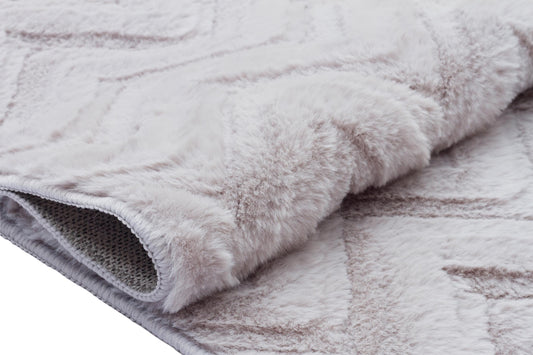Silver Soft Fur Rug: Soft Washable Plush Carpet