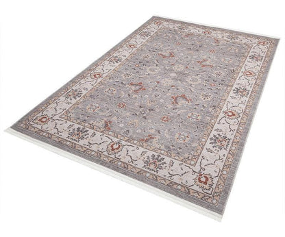 Distressed Oriental Area Rug – Faded Grey Floral Transitional Decor