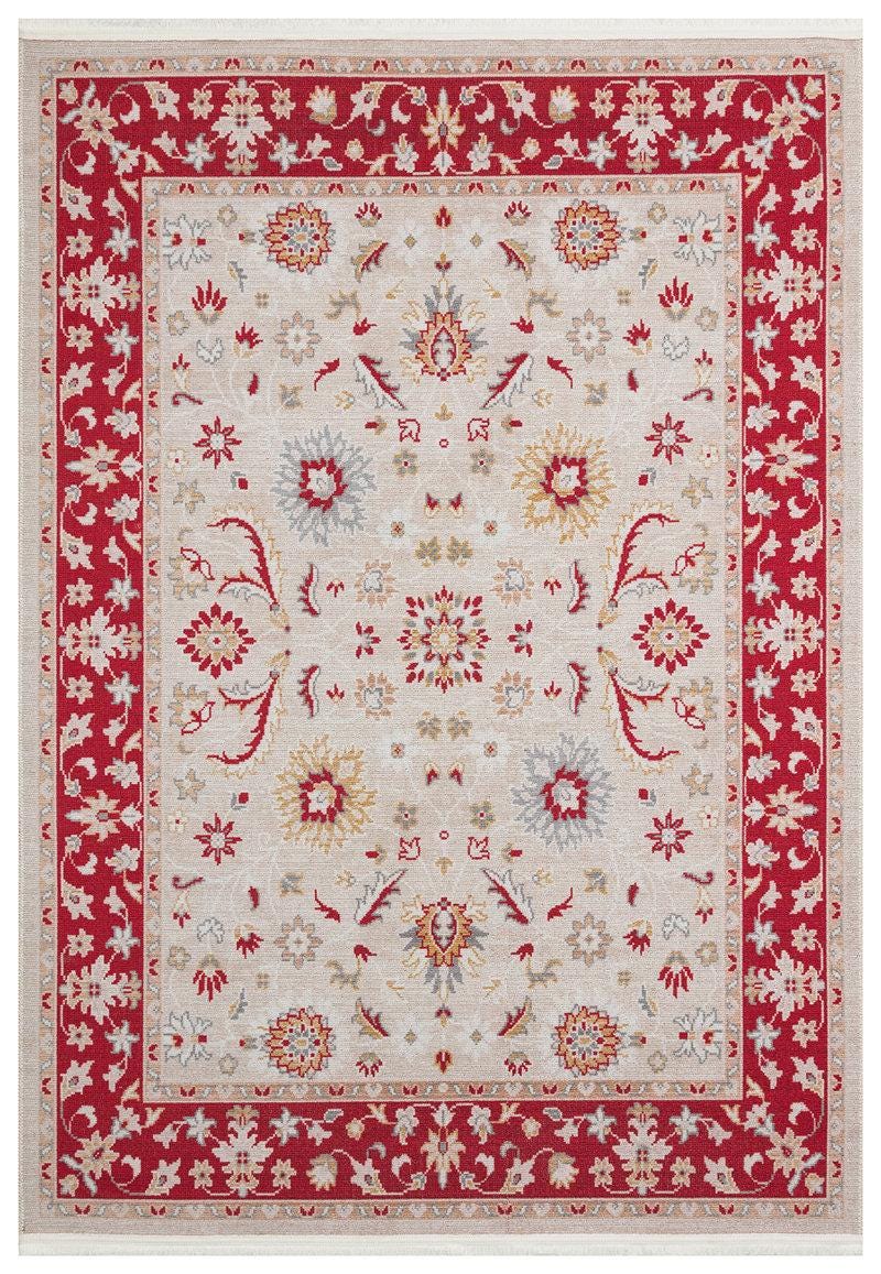 Vintage-Style Red Cream Oriental Rug – Traditional Floral Medallion Carpet