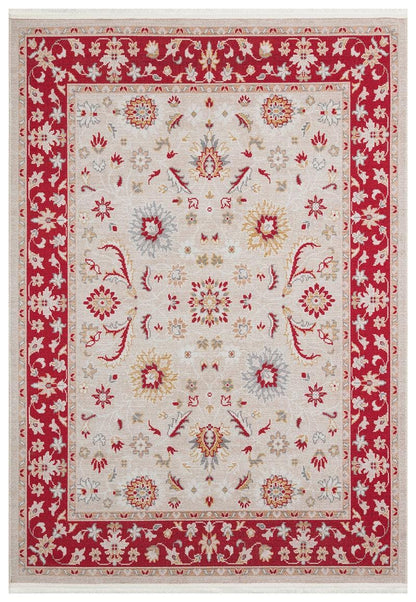 Vintage-Style Red Cream Oriental Rug – Traditional Floral Medallion Carpet