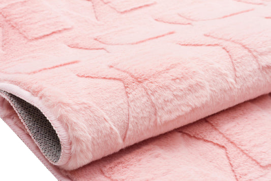 Pink Soft Fur Rug: Soft Washable Plush Carpet