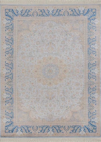 7x10 ft, Fine Turkish Silk Rug with Handmade Fringes