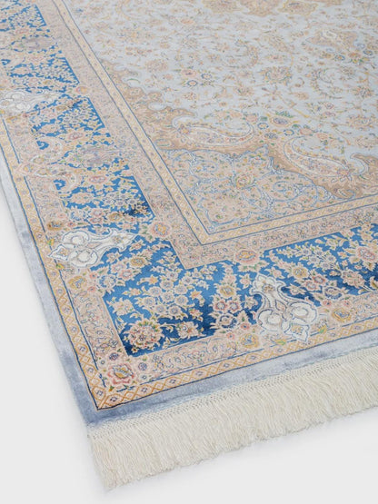 7x10 ft, Fine Turkish Silk Rug with Handmade Fringes
