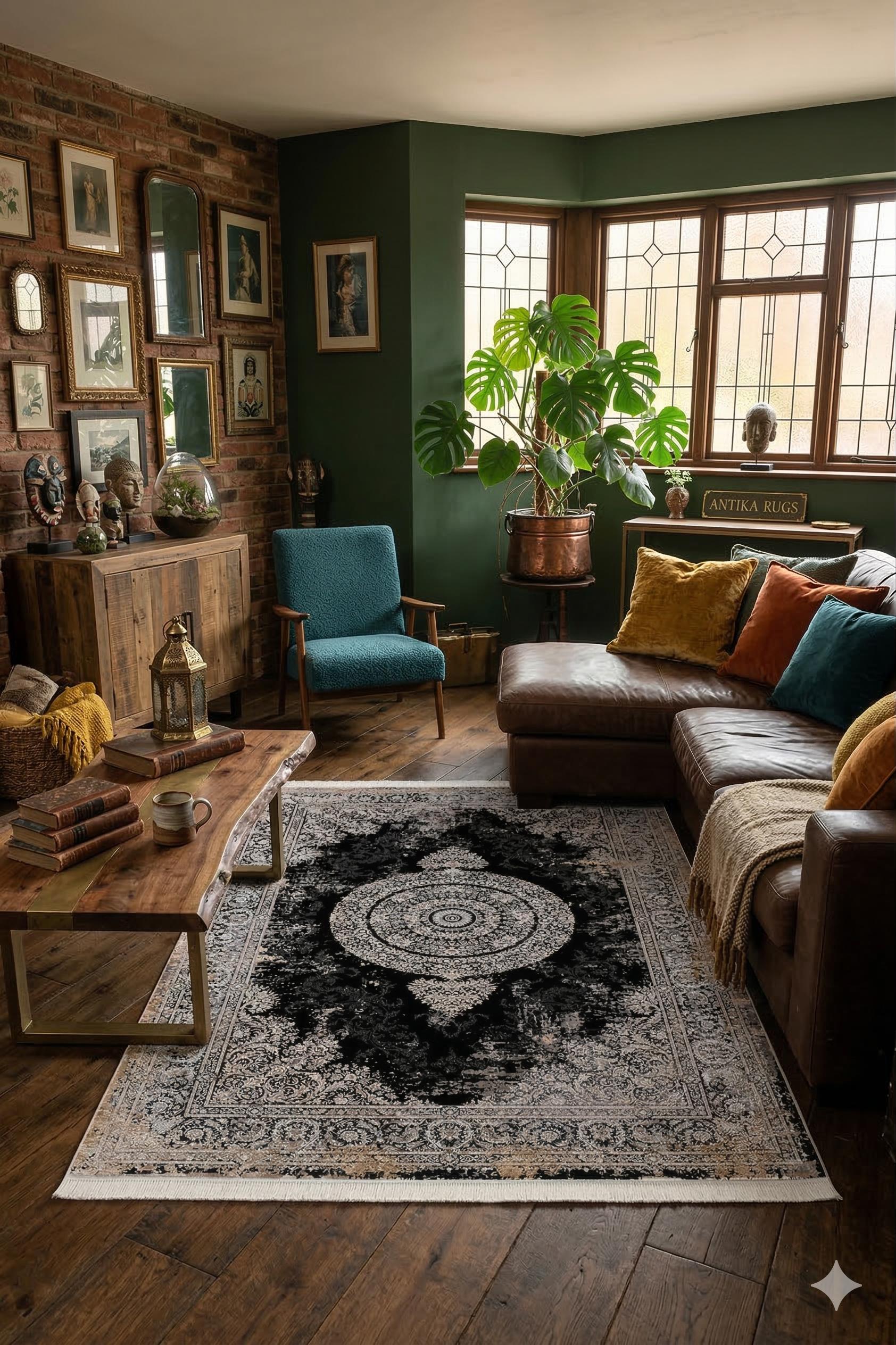 7x10 ft, Black Classic medallion Silk Rug: Fine viscose carpet with Fringes