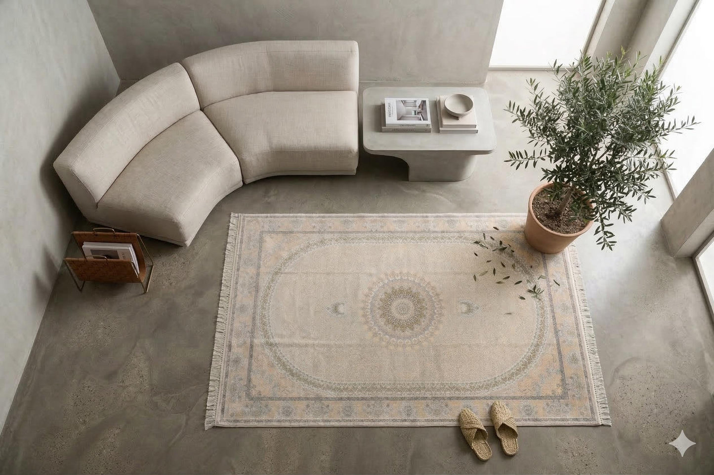 8x11 ft, Beige Classic oriental Silk medallion Rug made with viscose yarn