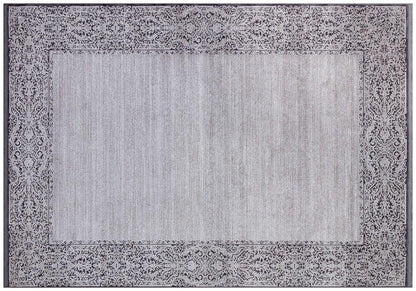 7x10 ft, Classic Oriental Black Bamboo Rug: Classic viscose carpet with fine fringes