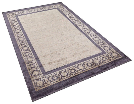 7x10 ft, Classic Oriental Black Bamboo Rug: Classic viscose carpet with fine fringes
