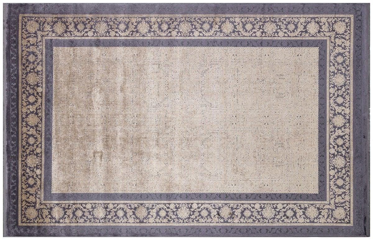 7x10 ft, Classic Oriental Black Bamboo Rug: Classic viscose carpet with fine fringes