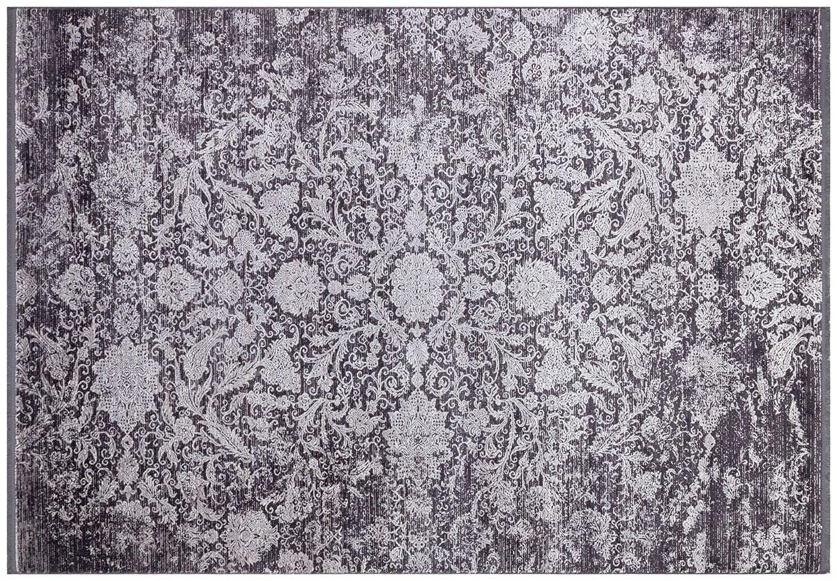 7x10 ft, Classic Oriental Black Bamboo Rug: Classic viscose carpet with fine fringes