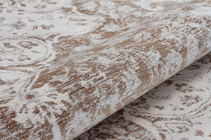 3x7 ft, Turkish Bamboo Silk Runner Rug, Beige Medallion, Fine quality runner