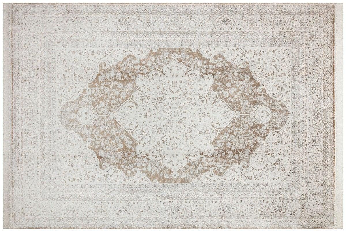 3x7 ft, Turkish Bamboo Silk Runner Rug, Beige Medallion, Fine quality runner