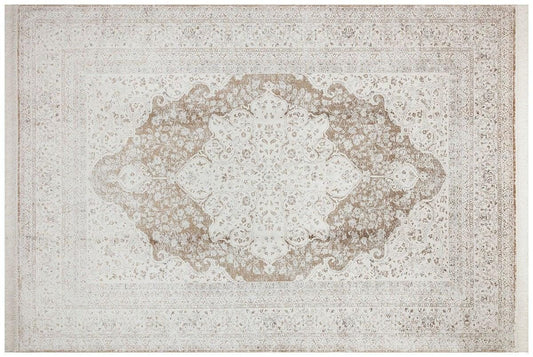 3x7 ft, Turkish Bamboo Silk Runner Rug, Beige Medallion, Fine quality runner