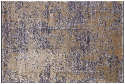 8x11 ft, Abstract Gray and gold Bamboo Rug: Contemporary fine carpet with Fringes