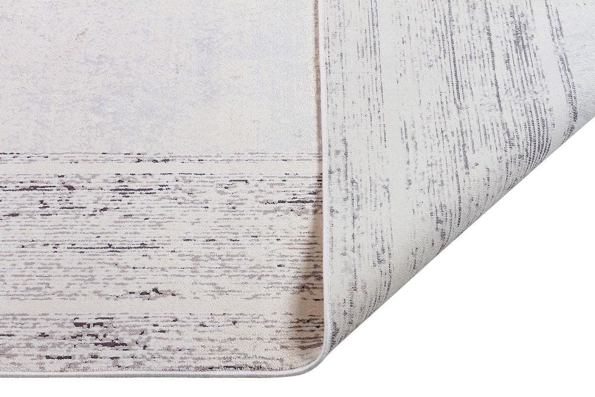7x10 ft, Modern Cream Bamboo Rug: Bordered viscose carpet with fine fringes