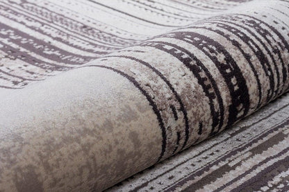 7x10 ft, Modern Cream Bamboo Rug: Bordered viscose carpet with fine fringes