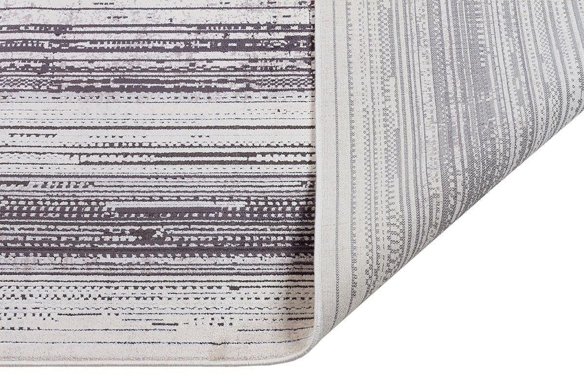 7x10 ft, Modern Cream Bamboo Rug: Bordered viscose carpet with fine fringes