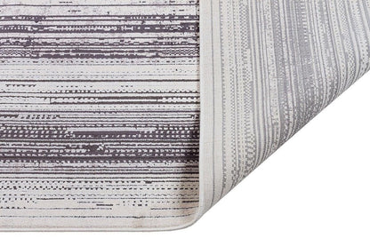 7x10 ft, Modern Cream Bamboo Rug: Bordered viscose carpet with fine fringes