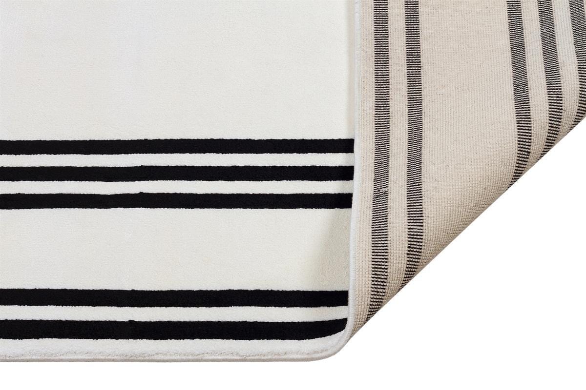 5x7 ft, Modern White Bordered Bamboo Rug with fine fringes