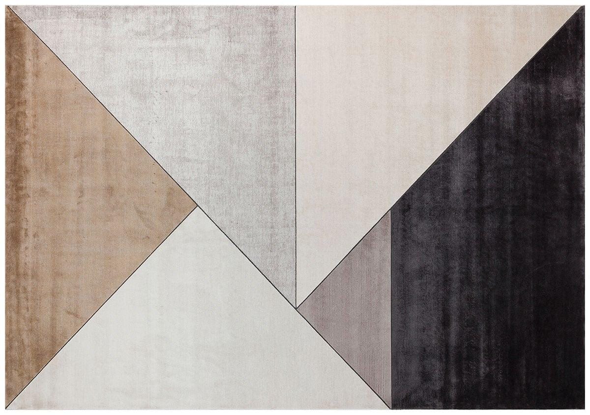 5x7 ft, Modern Cream Geometric Bamboo Rug