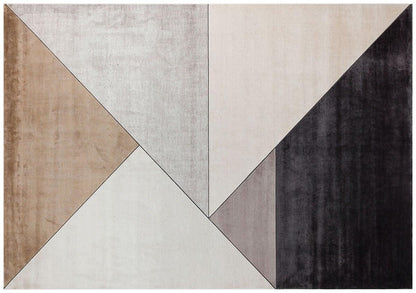 5x7 ft, Modern Cream Geometric Bamboo Rug