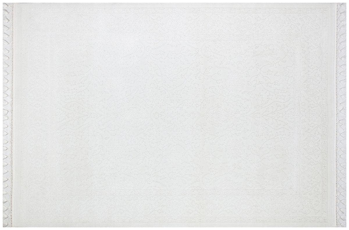7x10ft, Cream Viscose Classic Area Rug, Tone-on-Tone Boho Living Room Carpet