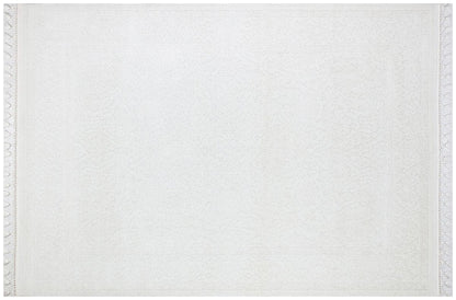 7x10ft, Cream Viscose Classic Area Rug, Tone-on-Tone Boho Living Room Carpet