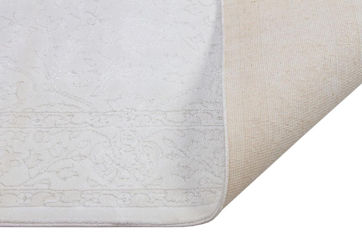 7x10ft, Cream Viscose Classic Area Rug, Tone-on-Tone Boho Living Room Carpet