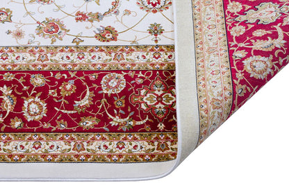 7x10ft, Red Classic Medallion Silk Rug, Bamboo Yarn, Hand-Finished Silk Tassels
