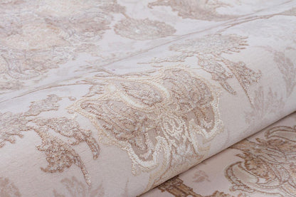 7x10 ft, Distressed Beige Classic oriental medallion Rug - Fine Fringes