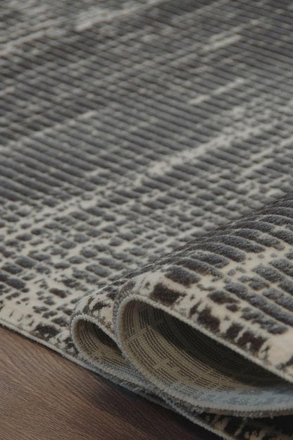 Marsala Distressed Woven Rug – Textured Linear Floor Carpet, Modern Living Room Runner