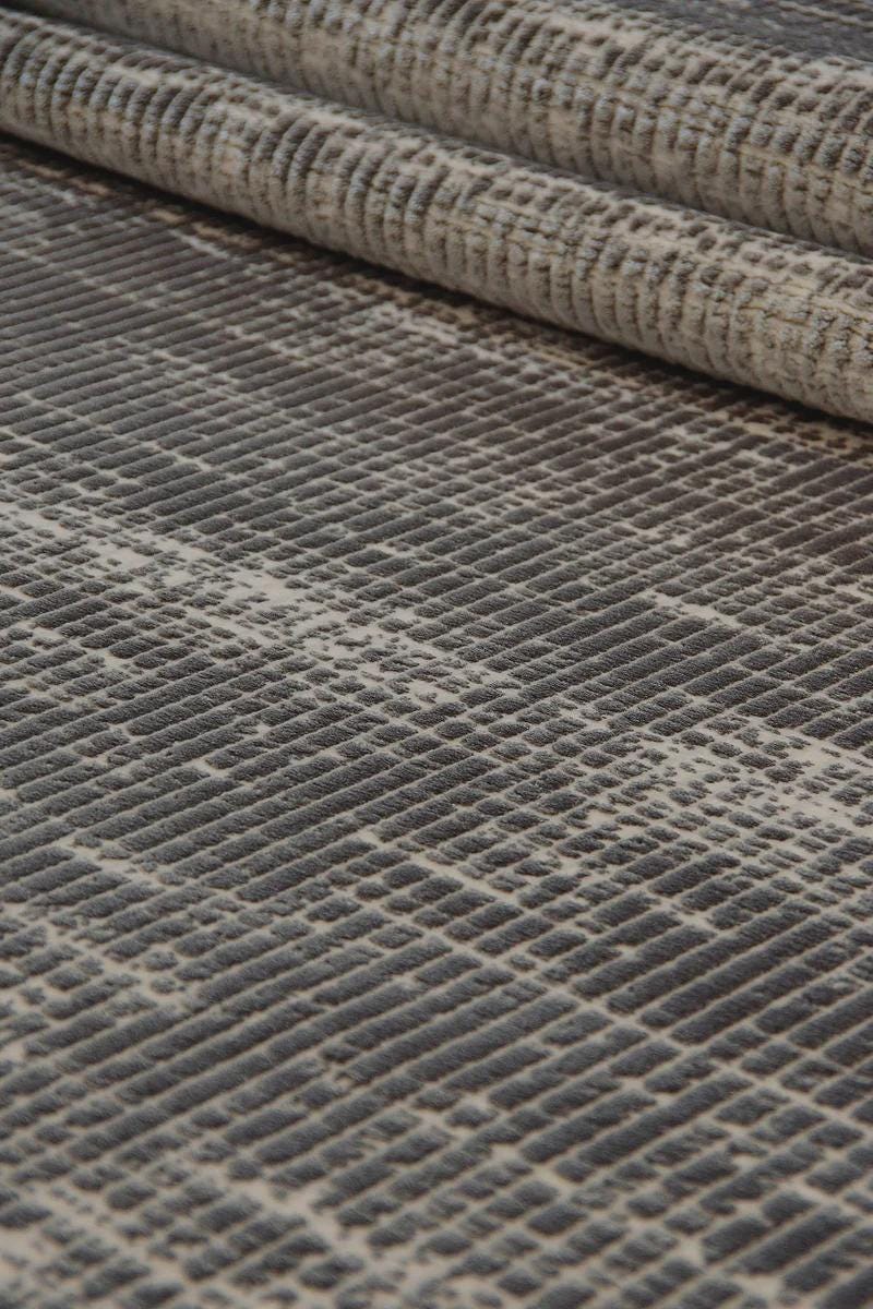 Marsala Distressed Woven Rug – Textured Linear Floor Carpet, Modern Living Room Runner