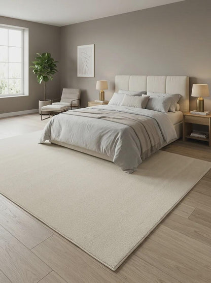 Soft Cream Minimalist Rug: Modern Light Carpet for Contemporary Spaces