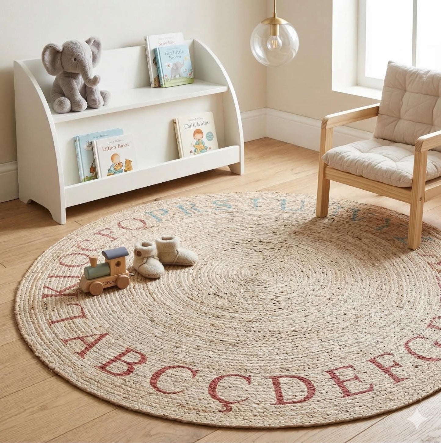 Round Beige Jute Rug: Bohemian Home Decor, Indoor/Outdoor Carpet