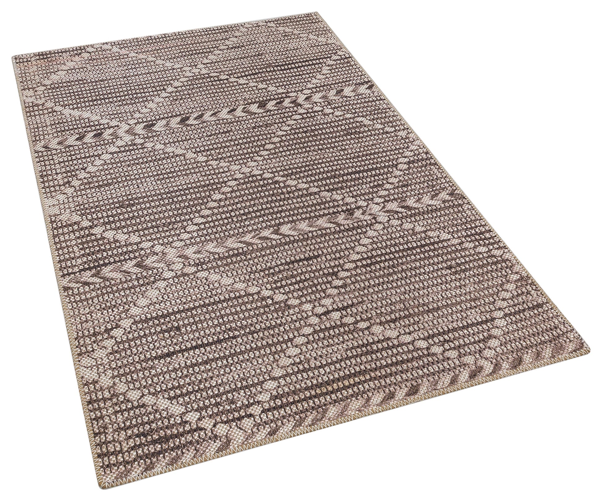 Distressed Bronze Boho Area Rug, Washable Vintage Farmhouse Carpet