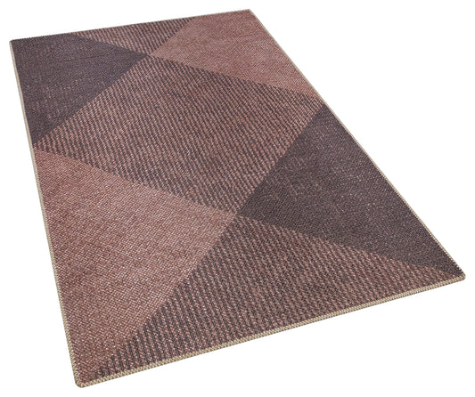 Distressed Bronze Boho Area Rug, Washable Vintage Farmhouse Carpet