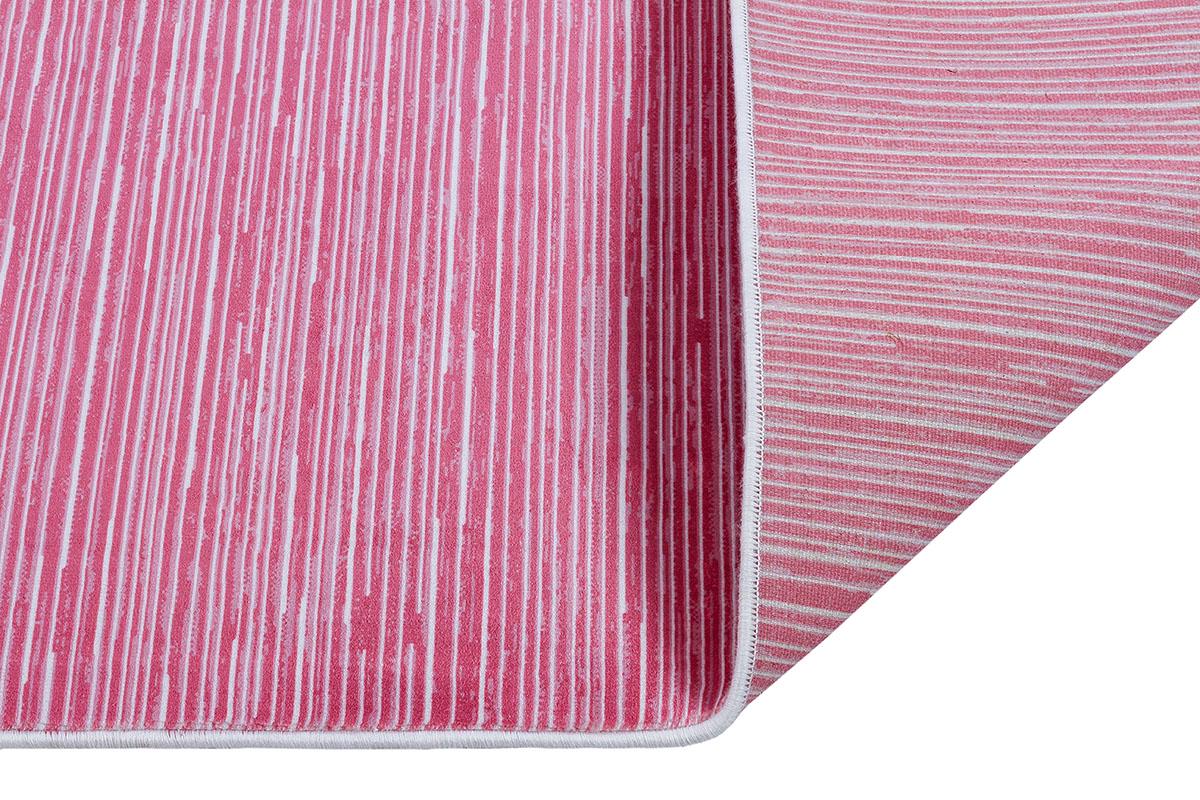 Plain Pink Ribbed Area Rug –Low Pile Carpet (Boho Living Room)