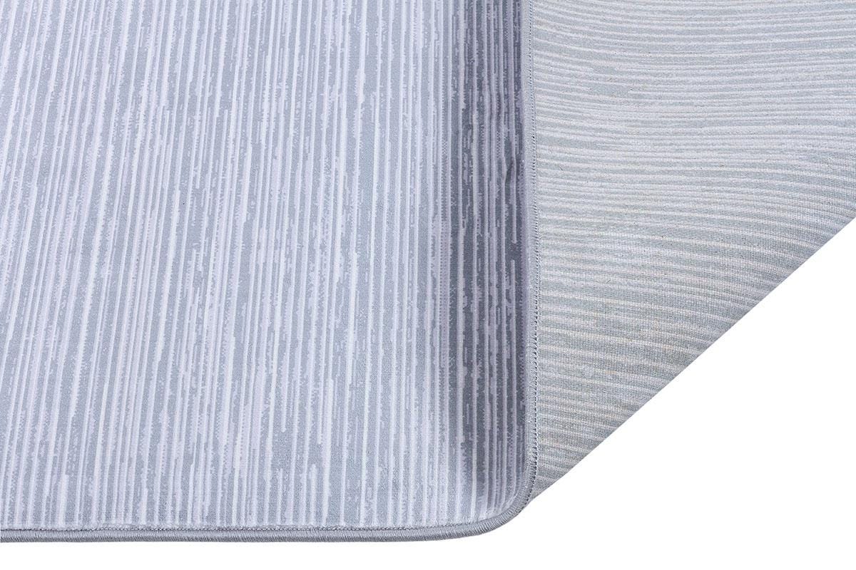 Plain Silver Ribbed Area Rug –Low Pile Carpet (Boho Living Room)