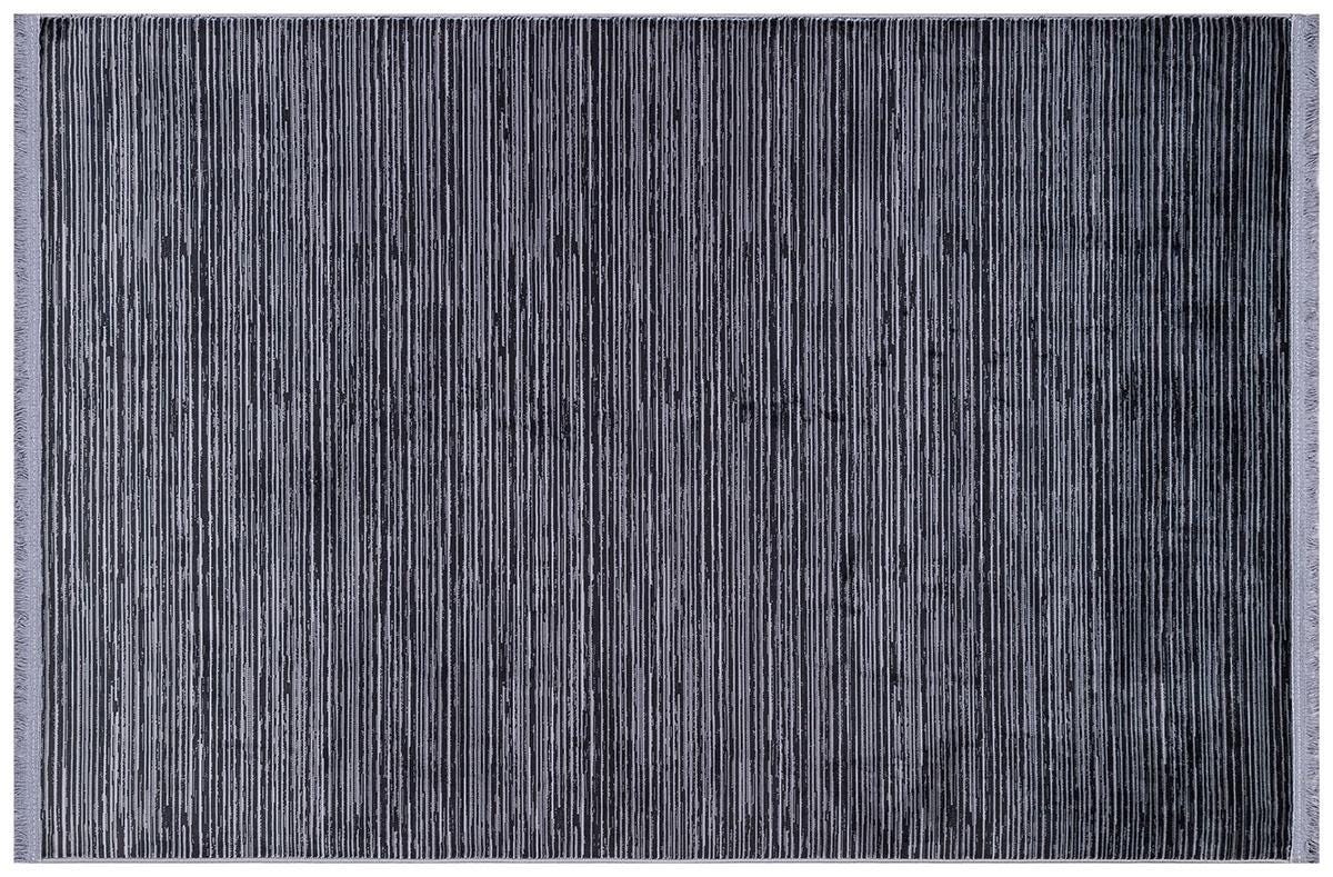 Plain Black Ribbed Area Rug –Low Pile Carpet (Boho Living Room)