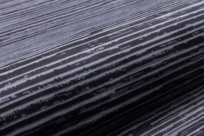Plain Black Ribbed Area Rug –Low Pile Carpet (Boho Living Room)
