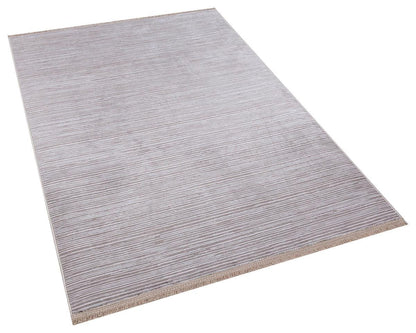 Plain Beige Ribbed Area Rug –Low Pile Carpet (Boho Living Room)